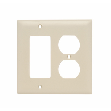 Combination Openings, 1 Duplex Receptacle and 1 Decorator, Two Gang, Ivory