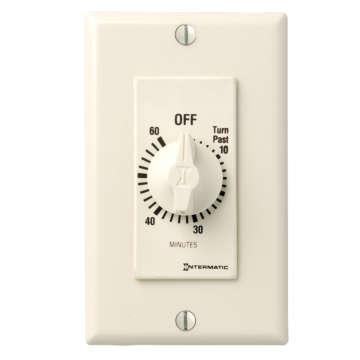 Intermatic Spring Wound Countdown Timer, Decorator Style, 125-277 VAC, 50/60 Hz, SPST, 60 Minute Max, Without Hold, Light Almond