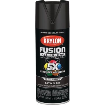 Krylon Fusion All-In-One Satin Spray Paint & Primer, Black