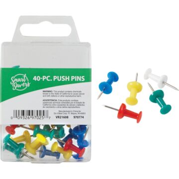 Smart Savers Assorted Color Push Pin (40-Pack)