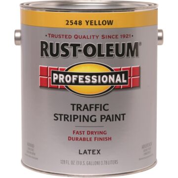 RUST-OLEUM PROFESSIONAL 2548402 Traffic Striping Paint, Flat, Traffic Yellow, 1 gal, Pail