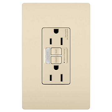 Pass & Seymour radiant® Tamper-Resistant 15A Duplex Self-Test GFCI Receptacles with SafeLock® Protection and Night Light, Light Almond