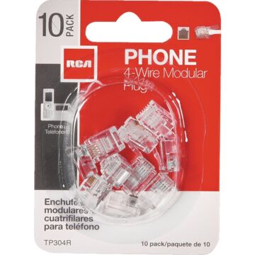 RCA Clear 4-Wire Modular Outlet Phone Plug (10-Pack)
