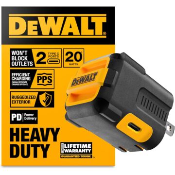 DEWALT NeverBlock 2-Port Type C Charger