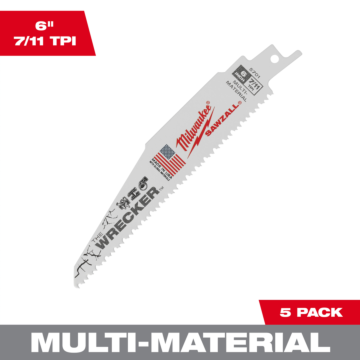 Milwaukee 6" 7/11 TPI WRECKER™ SAWZALL® Blade for Multi-Material (5 PK)