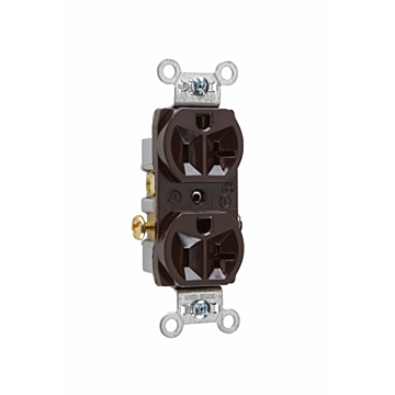 20A 125V Commercial Spec-Grade Duplex Receptacle, Side Wire, Brown
