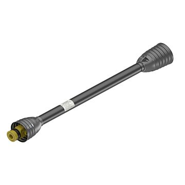 Weasler AB4 series profile PTO drive shaft with a 1 3/8-6 spline spring-lok tractor connection and round pin implement connection