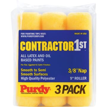 Purdy Contractor 1st 9 in. x 3/8 in. Nap Fabric Roller Cover (3-Pack)