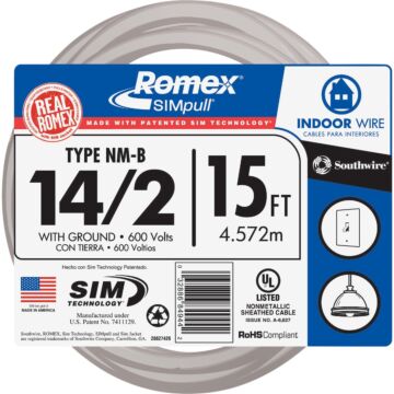 Romex 15 ft 14/2 NM-B Electrical Wire