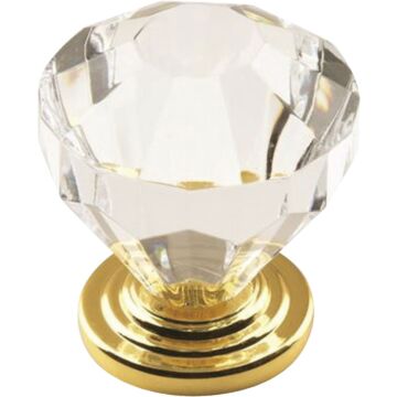 Amerock Traditional Classics Geometric Clear/Burnished Brass Cabinet Knob