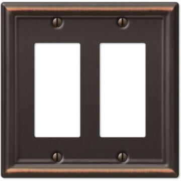 Amerelle Chelsea 2-Gang Steel Decorator Opening Wall Plate (Aged Bronze)
