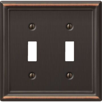 Amerelle Chelsea 2-Gang Steel 2-Toggle Opening Wall Plate (Aged Bronze)