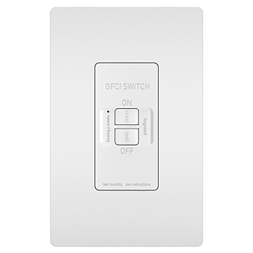 radiant® Dead Front 20A Duplex Self-Test GFCI Receptacles with SafeLock® Protection, White CC