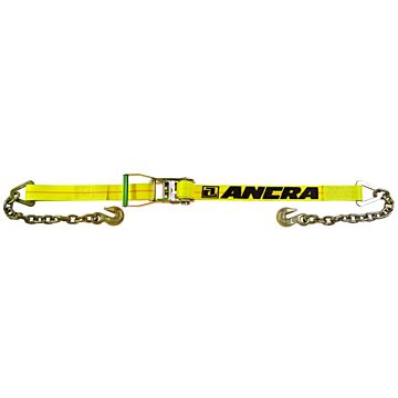 ANCRA 500 Series 45982-15 Strap, 2 in W, 27 ft L, Polyester, Yellow, 3333 lb Working Load, Chain Anchor End