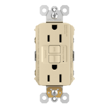 Pass & Seymour radiant® 15A Duplex Self-Test GFCI Receptacles with SafeLock® Protection, Ivory