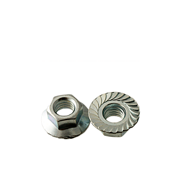 Hex Flange Nut, Serrated, Coarse Thread, 3/8"-16, Case Hardened, Zinc Plated (CR+3)