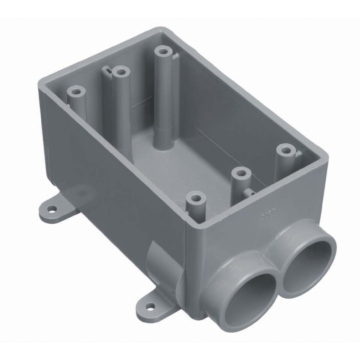 Single Gang FSC Box, Volume 18 Cubic Inches, Length 4.54 Inches, Width 2.80 Inches, Depth 2.42 Inches, Conduit Size 3/4 Inch, 2 Hubs, Material PVC, Color Gray, Pack of 10