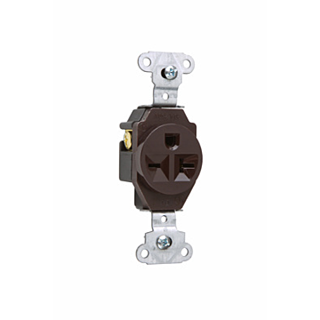 Pass & Seymour 20A 250V Heavy Duty Spec-Grade Single Receptacle, Side Wire, Brown