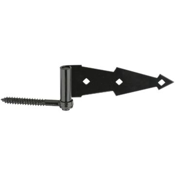 National 7 In. Black Ornamental Screw Hook And Strap Hinge (2-Pack)