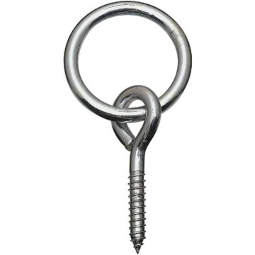 National 2 In. Dia. x 5/16 In. Thick Zinc-Plated Steel Hitch Ring with Screw Eye