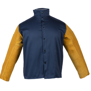 Premium 30 in. Fire Ret. Jacket w/ Leather Sleeves (Navy Blue) 