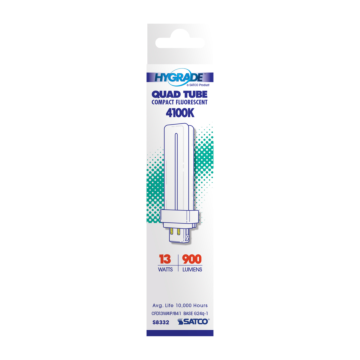 Satco 13 Watt - pin-based Compact Fluorescent - 4100K - 82 CRI - G24Q-1 (4-Pin) base