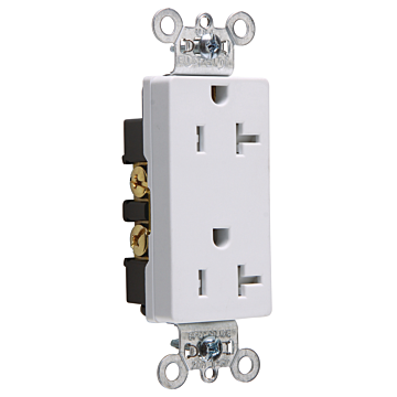 Pass & Seymour 20A 125V Spec-Grade Tamper-Resistant Decorator Duplex Receptacle, Side Wire, White