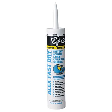 DAP Alex Fast Dry Siliconized Acrylic Latex Caulk (White) 10.1 oz