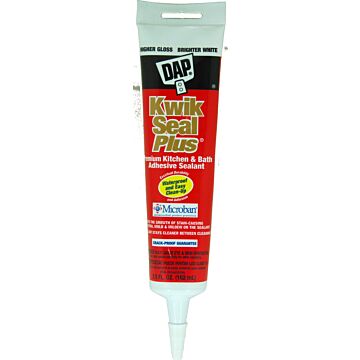 DAP Kwik Seal Plus Premium Kitchen & Bath Adhesive Sealant (Brighter White) 5.5 oz