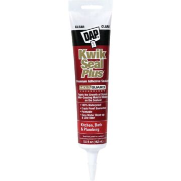 DAP Kwik Seal Plus Premium Kitchen & Bath Adhesive Sealant (Clear) 5.5 oz