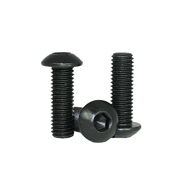 Button Socket Cap Screw, Coarse Thread, #10-24, 1.5" Length, Thermal Black Oxide