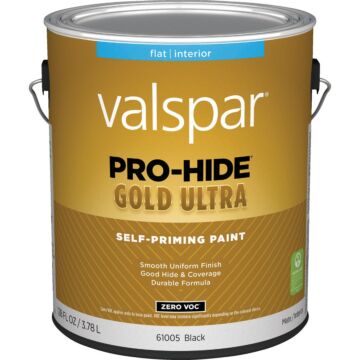 Valspar Pro-Hide Gold Ultra Zero VOC Latex Flat Interior Wall Paint, Black, 1 Gal.