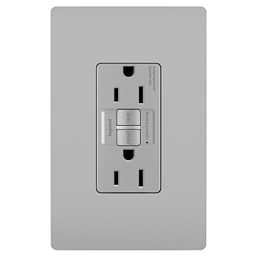Pass & Seymour radiant® 15A Duplex Self-Test GFCI Receptacles with SafeLock® Protection, Gray