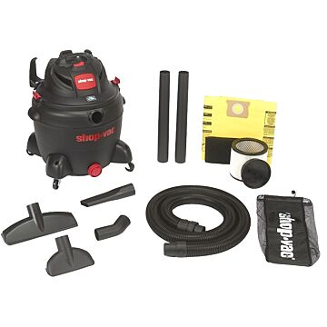 Shop Vac Shop-Vac 8252605 Wet/Dry Vacuum, 16 gal Vacuum, 150 cfm Air, Cartridge, Disposable Filter, 6.5 hp, 120 VAC