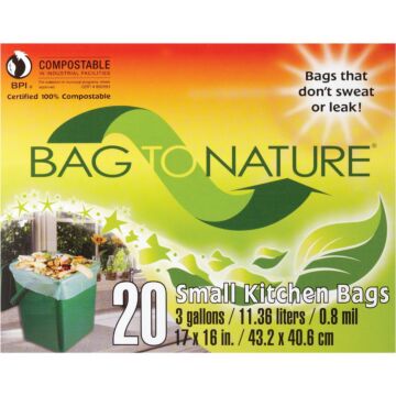 Bag-To-Nature 3 Gal. Compostable Green Trash Bag (20-Count)