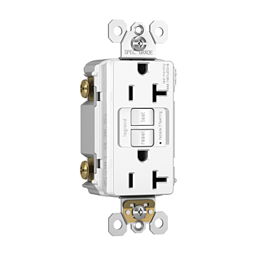 Pass & Seymour radiant® Tamper-Resistant 20A Duplex Self-Test GFCI Receptacle with SafeLock® Protection, White