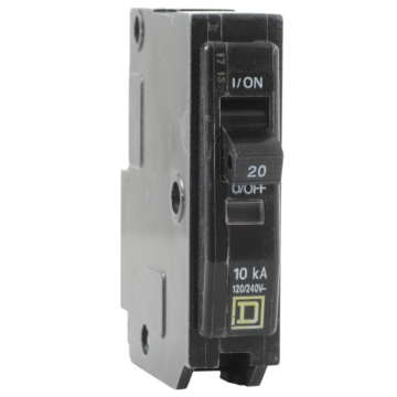 Mini circuit breaker, QO, 20A, 1 pole, 120/240VAC, 10kA, plug in, consumer pack