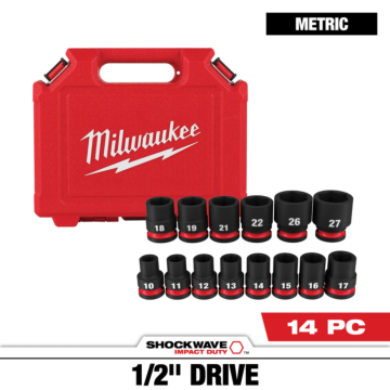 Milwaukee 14PC SHOCKWAVE™ Impact Duty 1/2" Drive Metric Standard 6 Point Socket Set