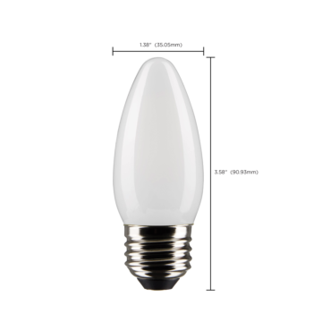 Satco 4 Watt B11 LED Filament - Frosted - Medium Base - 2700K - 350 Lumens - 120 Volt - 2-Pack