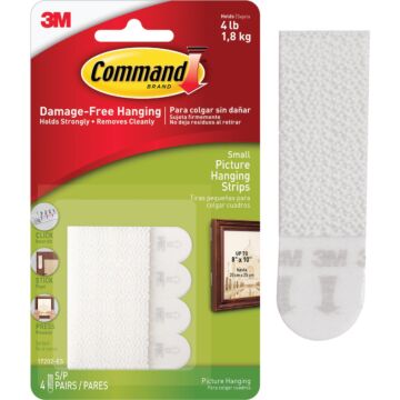 3M Command 5/8 In. x 2-1/4 In. White Interlocking Picture Hanger Strips (8-Count)