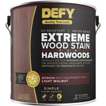 DEFY Semi-Transparent Deck Stain For Hardwoods, Light Walnut, 1 Gal.
