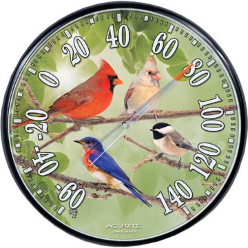 Acurite 12-1/2" Dia Plastic Dial Songbird Indoor & Outdoor Thermometer