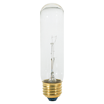 Satco 40 Watt T10 Incandescent - Clear - 2000 Average rated hours - 280 Lumens - Medium base - 120 Volt - Carded