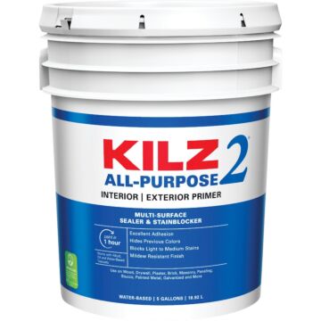 KILZ Latex Interior/Exterior Sealer Stain-Blocking Primer - 5 Gal - White