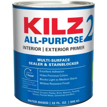 KILZ Latex Interior/Exterior Sealer Stain-Blocking Primer - 1 Qt - White