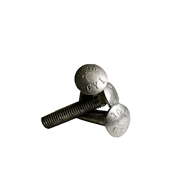 Carriage Bolt, 3/8"-16, Coarse Thread, 5" Length, A307 Grade A, Hot-Dipped Galvanized