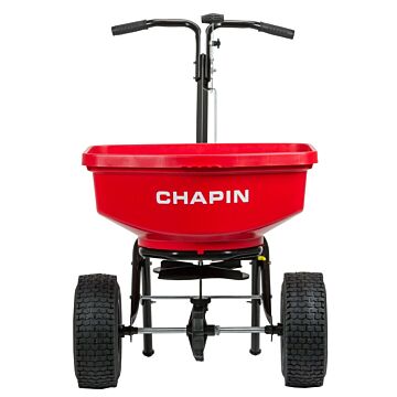 CHAPIN 8301C Contractor Turf Spreader, 80 lb Capacity, Powder-Coated Steel Frame, Poly Hopper, Pneumatic Wheel