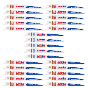 Lenox LENOX B656R Wood Bi-Metal Reciprocating Saw Blades, 6-Inch, 6 Tpi, 25/Pk