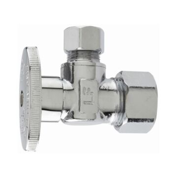 PlumbPak® 1/2 in x 3/8 in OD Compression Chrome Quarter Turn Supply Stop Angle Valve