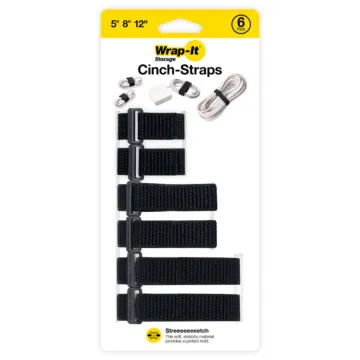 Wrap-It Assorted Cinch-Straps (Black - 6pc)